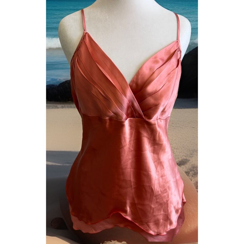 Stetson Coral Satin Camisole Tank Top